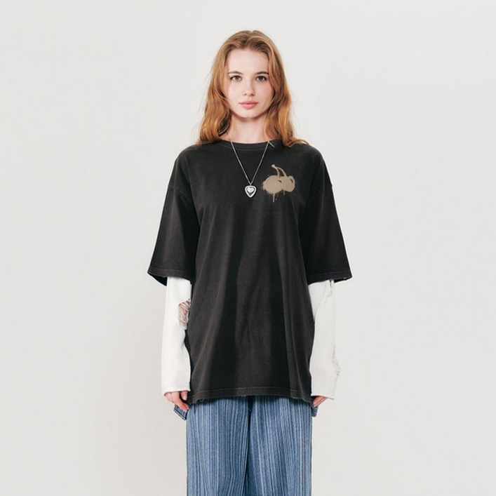 키르시 여성용 멜팅 체리 피그먼트 워싱 티셔츠