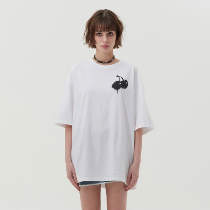 키르시 여성용 멜팅 체리 피그먼트 워싱 티셔츠