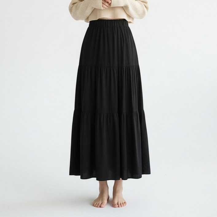 마켓피아 여성용 봄여름 캐주얼 A라인 레이어 스커트