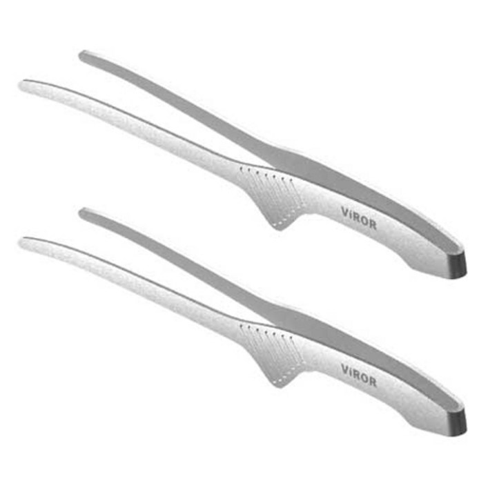 비로르 스테인리스 304 캠핑 스텐 요리 핀셋 주방 고기 집게, 실버, 2개