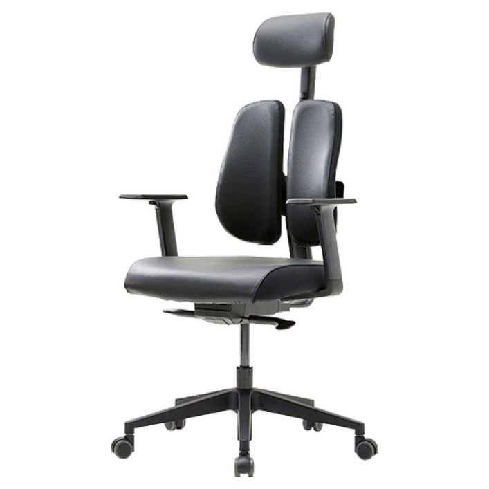 듀오백 골드 사무용 학생용 공부의자 인조가죽 D2500GASL, 블랙