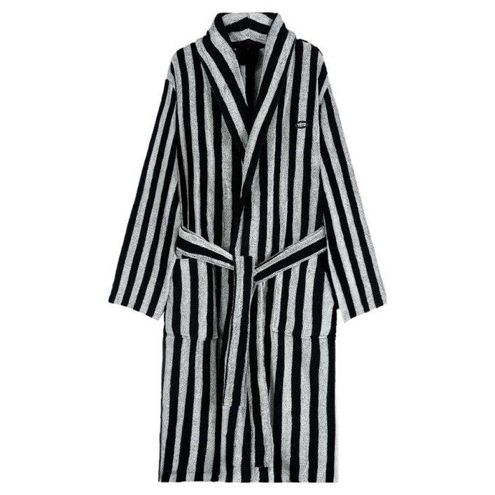 테토 오브제 바스 로브 수피마 40수 샤워가운 SM, 스트라이프 블랙, 1개