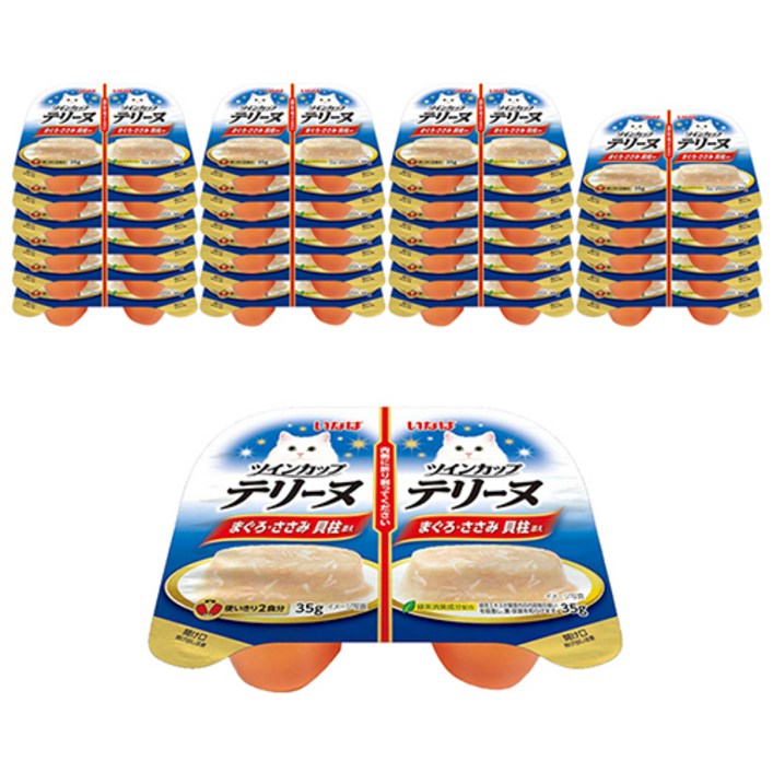 이나바 고양이 트윈컵 테린 간식캔 IMC222, 혼합맛참치닭가슴살관자, 35g, 24개