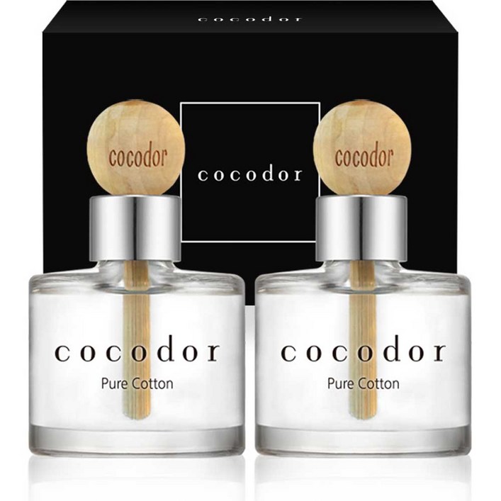 코코도르 우드볼 차량용디퓨저 50ml 2개입, 퓨어코튼, 1세트