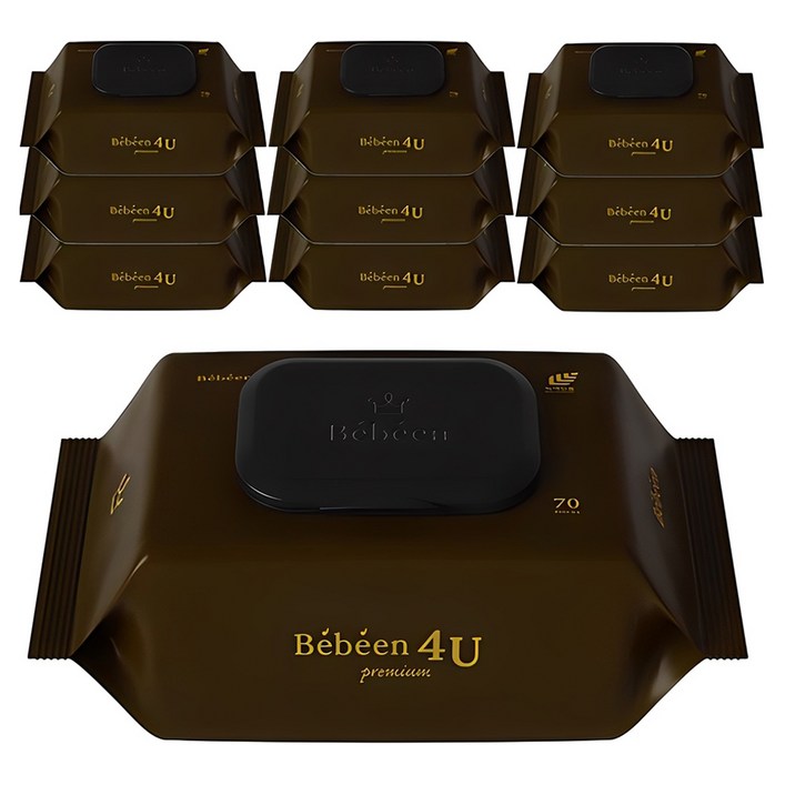 Bebeen 포유 프리미엄 물티슈 캡형, 75g, 70개입, 10개 Bebeen 포유 프리미엄 물티슈 캡형, 75g, 70개입, 10개