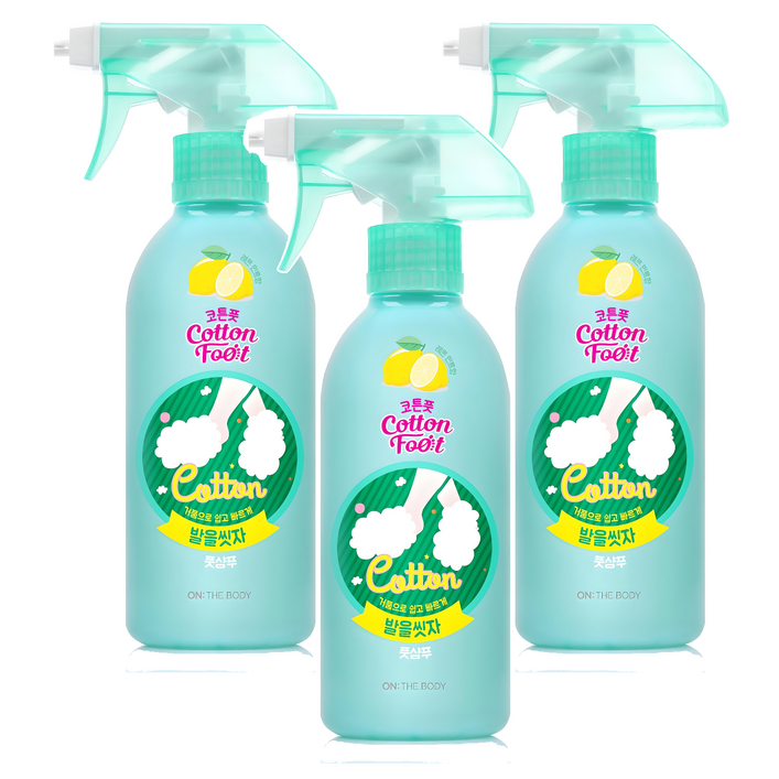 온더바디 코튼풋 발을씻자 풋샴푸 레몬민트향 본품, 1개입, 3개, 385ml