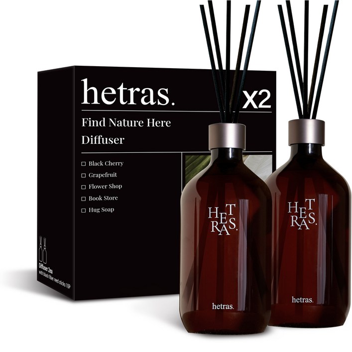 헤트라스 프리미엄 대용량 디퓨저 500ml 2개 선물세트, 플라워샵향 헤트라스 프리미엄 대용량 디퓨저 500ml 2개 선물세트, 플라워샵향