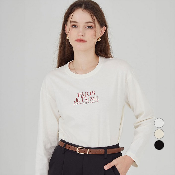 ELLE PARIS 여성용 Jetaime 긴팔 티셔츠 ELLE PARIS 여성용 Jetaime 긴팔 티셔츠