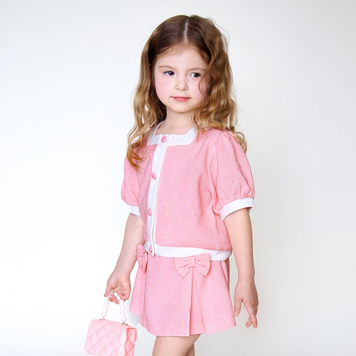 마리앤모리 여아용 썸머 트위드 가디건 상하복 세트