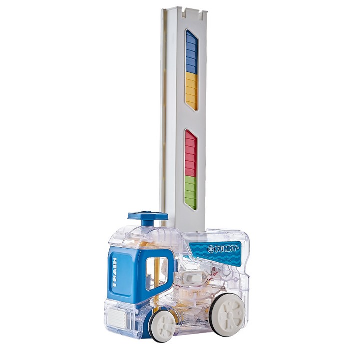 리버폭스 어린이 장난감 자동 도미노 기차 150 x 80 x 330 mm, 블루
