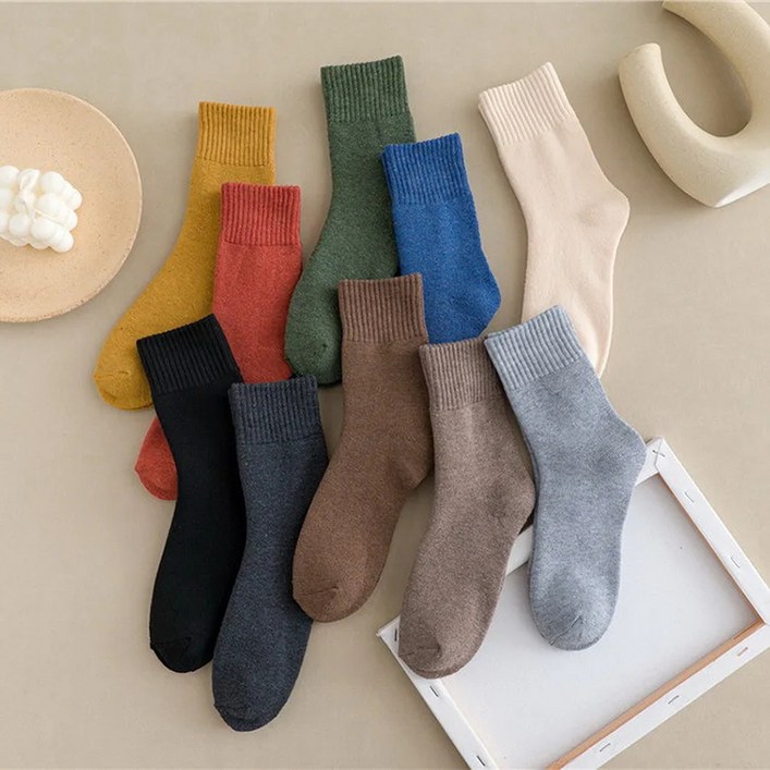 삭스판다 겨울용 방한 양말 10켤레 여성용 도톰 파일 양말