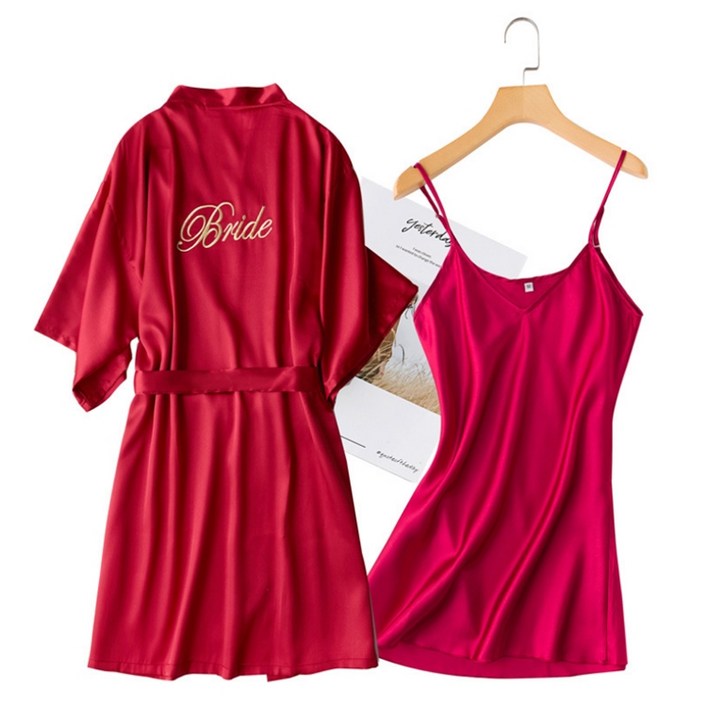 세련된 실크 웨딩 샤워가운  스커트 세트 XXL