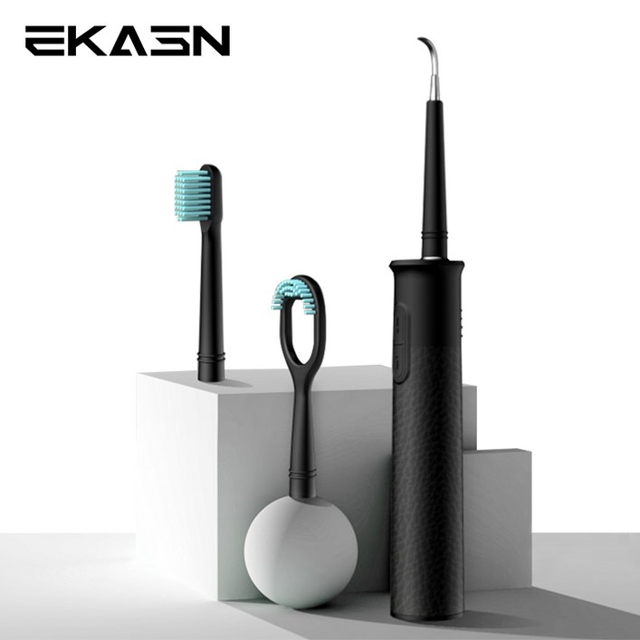 EKASN 3in1 구강 세정제 음파 전동칫솔 클린케어 구강세정기, 검정