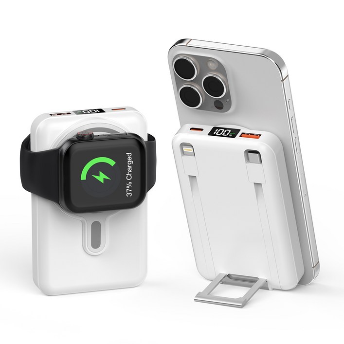 대용량 일체형 케이블 무선충전 잔량표시 고속충전 맥세이프 보조배터리 20000mAh