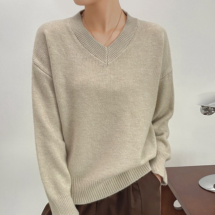 겨울용 에이플심플 V넥 데일리 긴팔 니트