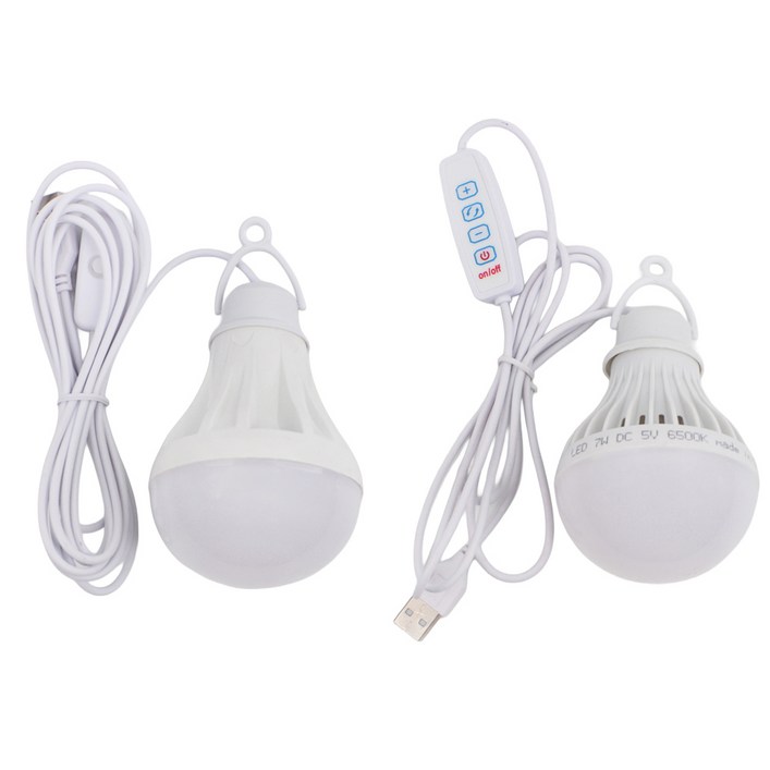 투데이리빙 2개 세트 USB 휴대용 LED 조명 램프 전구 스위치형 밝기 조절 조명등 구 무드등 USB 충전식 유선 전등 다용도 수면등 실내 취짐등