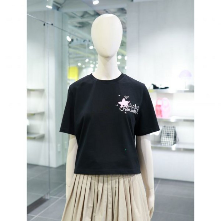 LYTAM25515 럭키슈에뜨 프린트 디테일 면 티셔츠