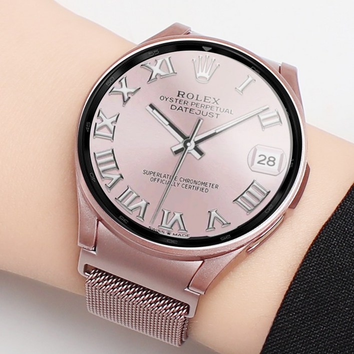 미소피아 갤럭시워치 호환 밀레니즈 스트랩  케이스 세트구성 시계줄 밴드, 로즈핑크세트, 1개