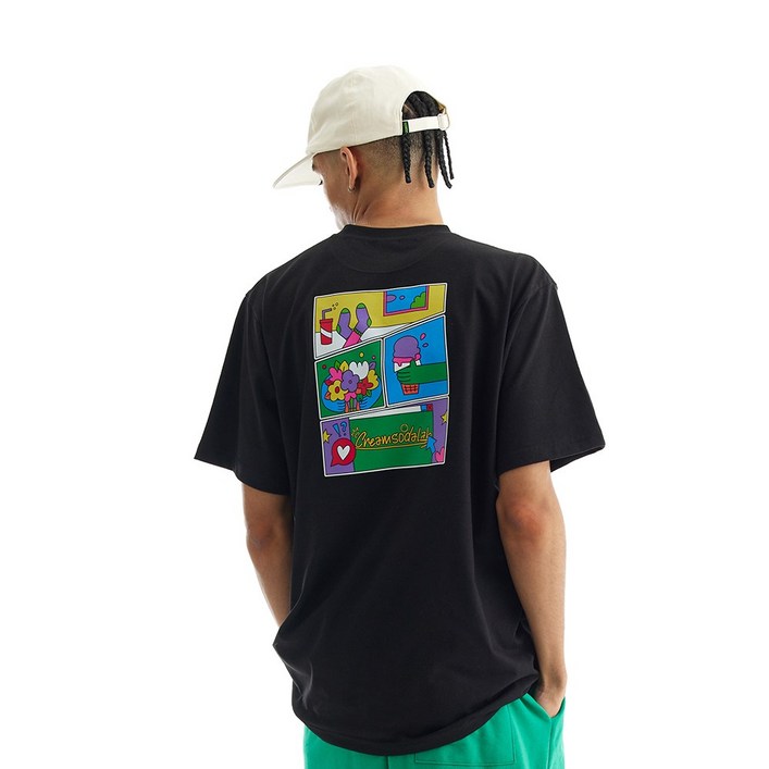 크림소다랩 남녀공용 릴렉스 위켄드 오버핏 반팔 티셔츠 커플티