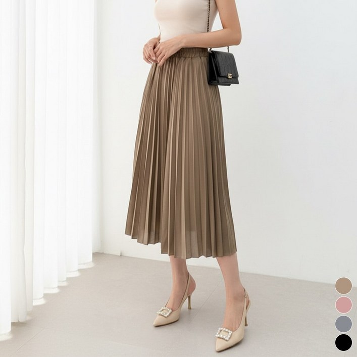 끌로이 플리츠스커트 맥시스커트 롱치마 봄 치마 샤스커트 허리밴딩