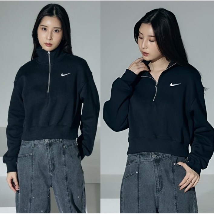 나이키 여성 크롭 오버핏 맨투맨