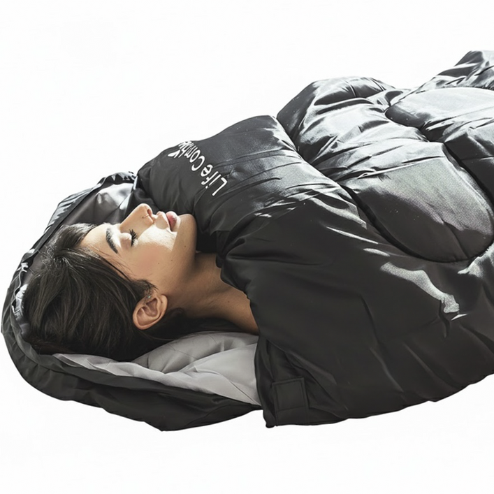 라이프컴바인 사계절 활용 침낭 2.4kg, 1개, 블랙