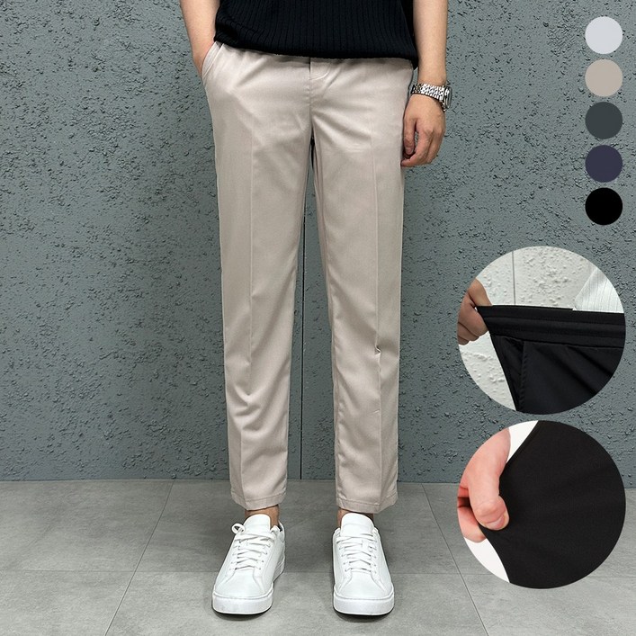더맨쉽 남자 링클프리 스판 허리밴딩 슬랙스 정장바지 9부 10부 출근룩 데일리 S3XL 빅사이즈 ABTCP16016