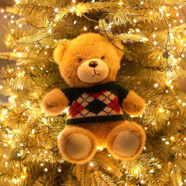 크리스마스트리 꾸미기 장식 오브제 스윗베어 곰인형 오너먼트, 스윗베어 그린체크