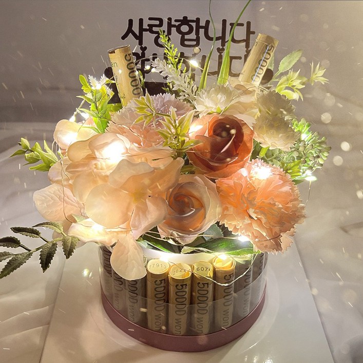 LED 비누꽃 용돈케이크 어버이날 부모님선물 용돈박스 꽃 기념일 칠순 생신 생일선물