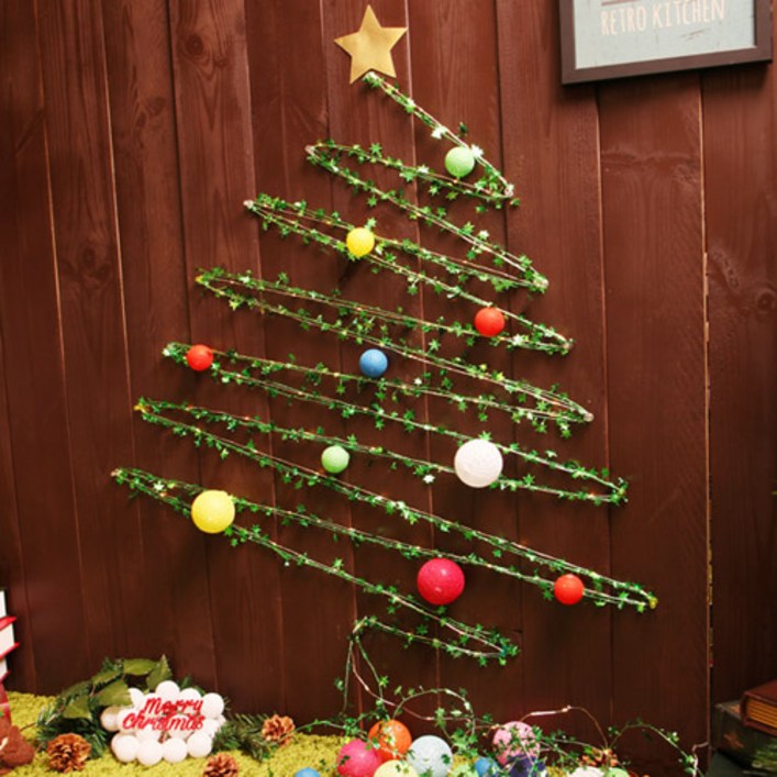 주파티해 크리스마스 가랜드  홈파티장식 은박커튼 겨울인테리어, A39와이어별가랜드7m그린, 1개