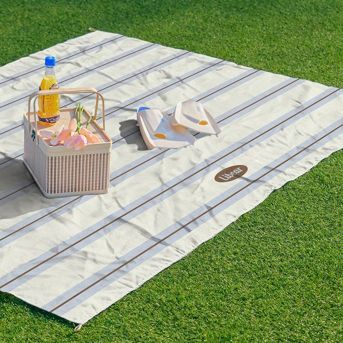 리베아르 감성 여행 경량 돗자리 방수 돗자리 휴대용 피크닉 매트, 크림치즈