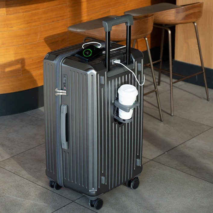 3년AS 대형 캐리어 하드 저소음 360도 회전 USB 충전포트 컵홀더 대용량 트렁크 오륜 캐리어 플러스 캐리어