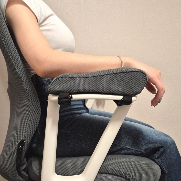 인체공학 커버무드 메모리폼 의자 팔걸이 쿠션, 그레이, 2개