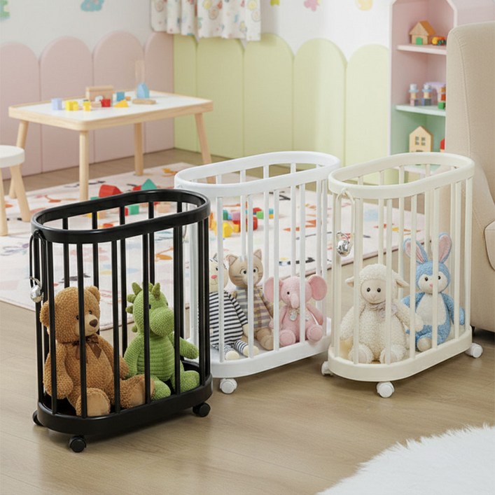 엣지영 토끼 핸들 다용도 수납 타원형 트롤리 소품 정리함 보관함 틈새 빨래바구니