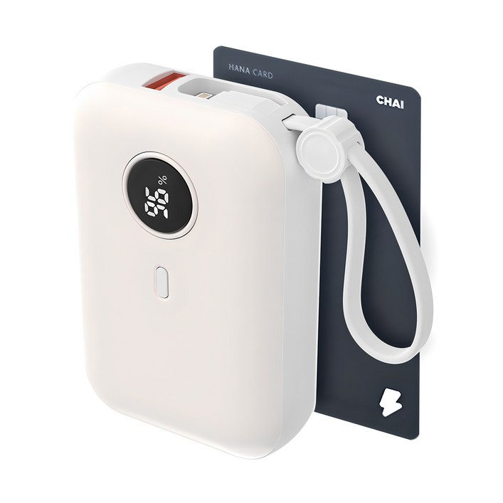 바우아토 PD 22.5W 고속 입출력 케이블 일체형 미니 보조배터리 10000mah, 아이보리 바우아토 PD 22.5W 고속 입출력 케이블 일체형 미니 보조배터리 10000mah, 아이보리