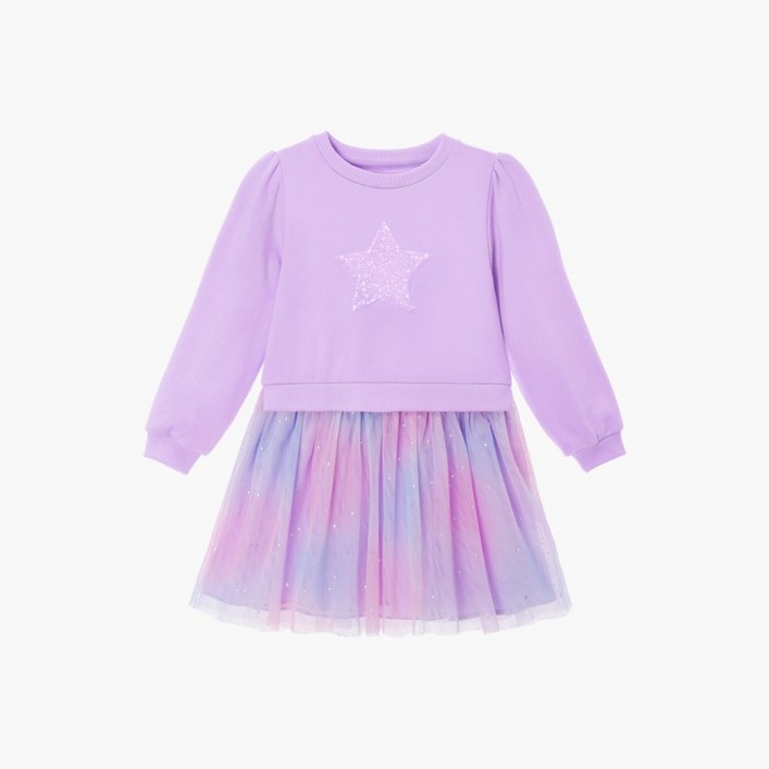 [키앙] 레인보우 스타 맨투맨 튜튜 원피스