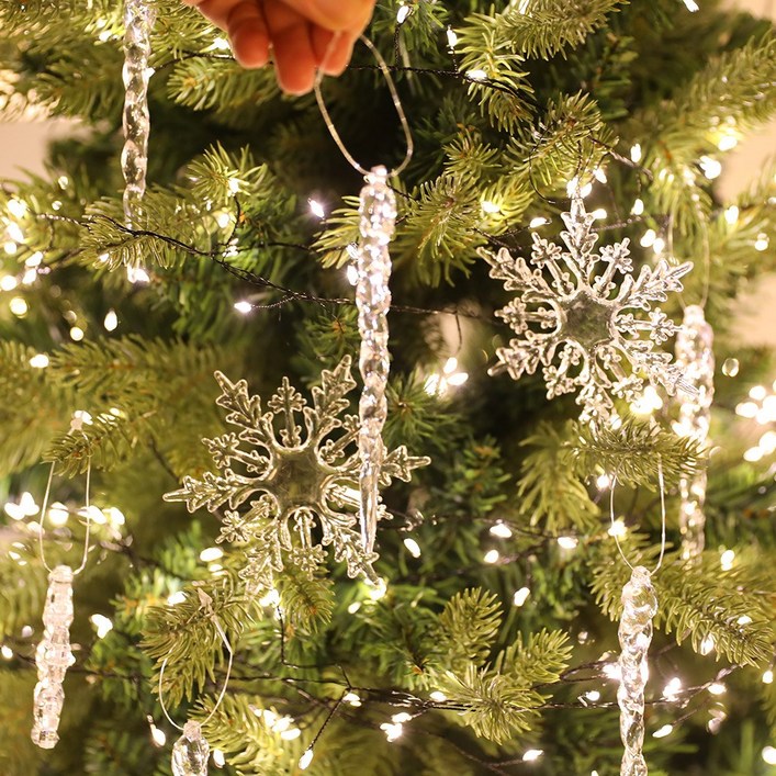 크리스마스트리소형 크리스마스 트리나무 고드름 장식 오너먼트 크리스탈아이씨클 47P 세트, 단품