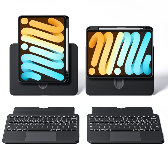 AITEWO 아이패드 분리형 키보드 케이스 매직키보드 360도회전 펜슬 수납 맥세이프 백라이트 프로 2/3/4/5/6/7 세대 에어 10.9 11 12.9 13인치 M2 M3 M4, 블랙, 1개
