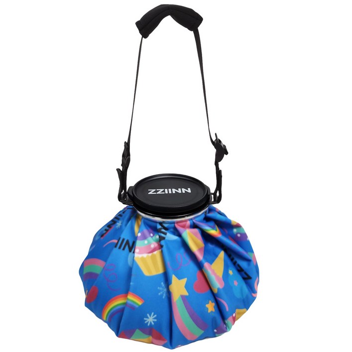 ZZIINN 찐 입구넓은 골프 얼음주머니 특대형 물방울안맺히는 결로방지 아이스팩 입구내경 7.5cm 탈부착 어깨끈 3.5리터 2.3리터 캠핑 스포츠 냉온찜질 찜질팩 야구장 아이스백