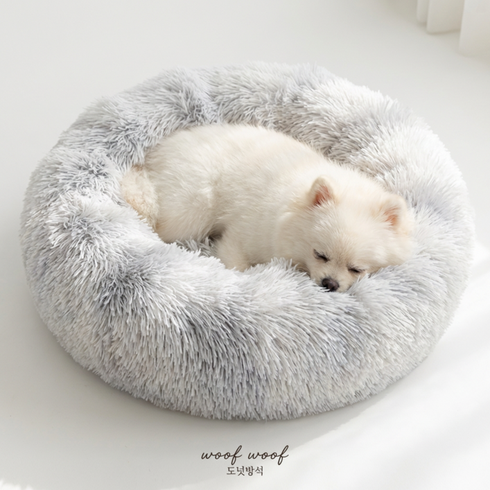 반려견 스탠다드 도넛 강아지 방석, 1개, 그레이