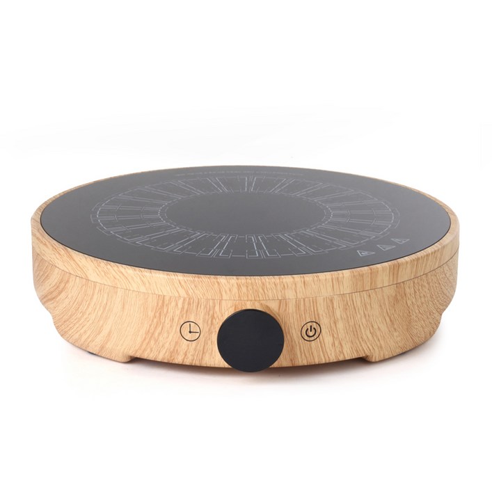 [독일브랜드] 우드스타일 미니 원형 인덕션 1500W 고출력 터치버튼 조그다이얼 간편조작 세라믹글라스 용기감지, 일반형, 우드스타일 원형 인덕션