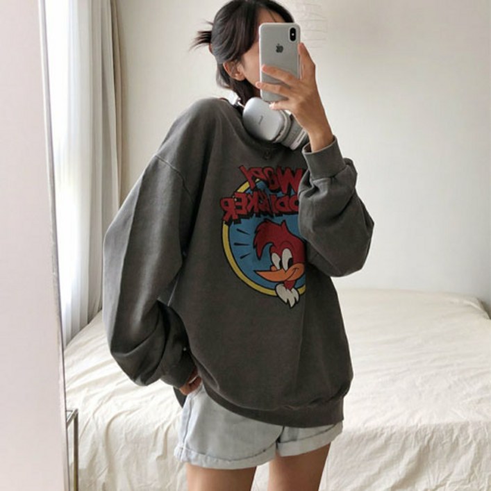 현이네  피그먼트 우디 맨투맨  남여공용 
