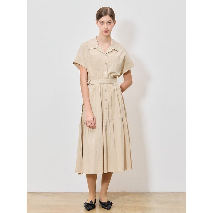 쉬즈미스 프리미엄 벨티드 셔링 원피스  택가격  358000원