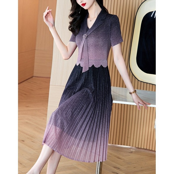 유숀 브이넥원피스 플리츠원피스 투우시원피스