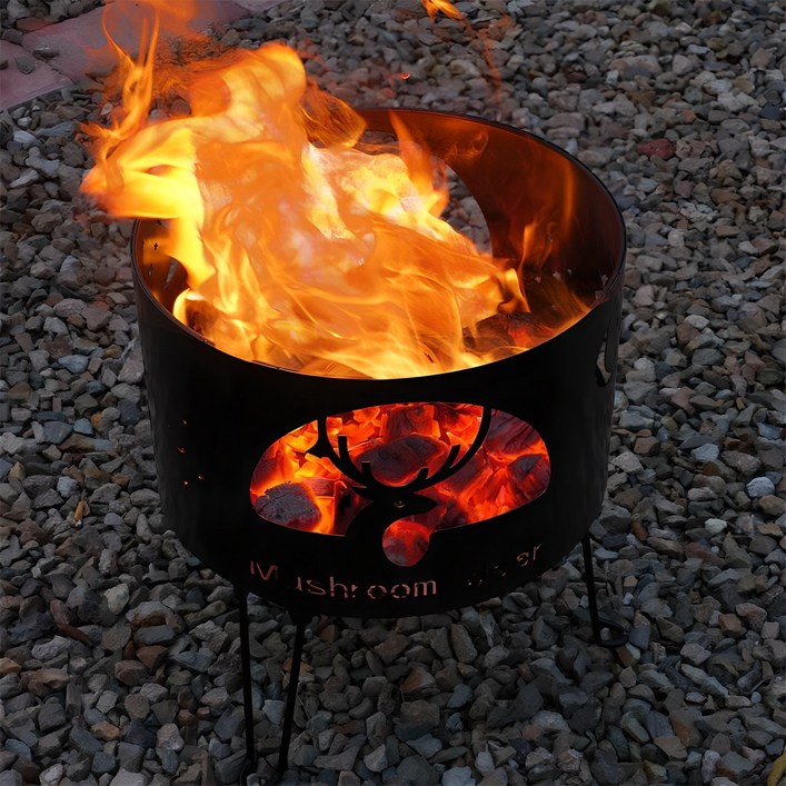 Mushroom deer 캠핑 화로대 화로대대형 휴대용 화로대, 1개, 블랙