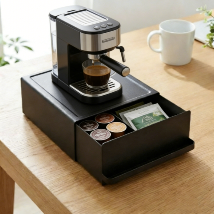 란몰 슬라이딩 철제 수납함 커피머신받침대 서랍형 정리함