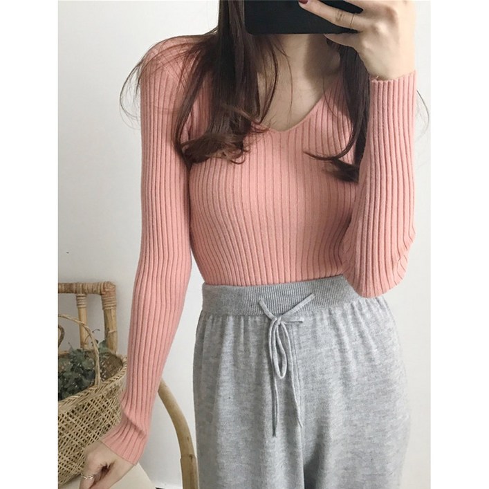 핑크 연핑크 블로썸 베이지 그레이 모놀로그 베지터블 니트