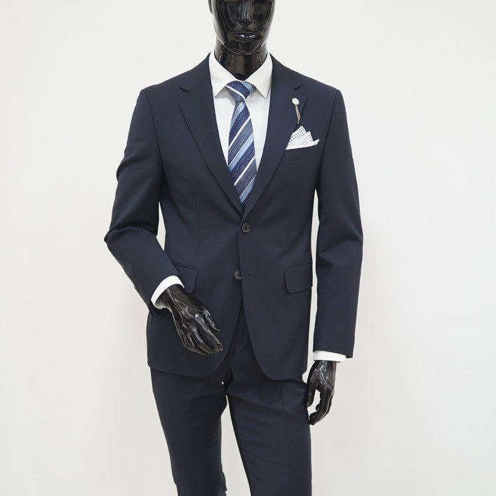 트루젠 남자 정장 봄 여름 울 모직 스판 수트 결혼 면접 출근 양복 남성 정장세트 네이비 E5430 박스포장