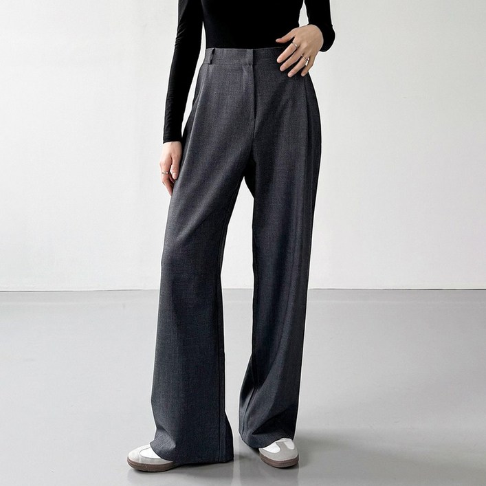 그레힙 여성 와이드팬츠 핀턱 옆밴딩 정장 슬랙스 바지 봄 가을