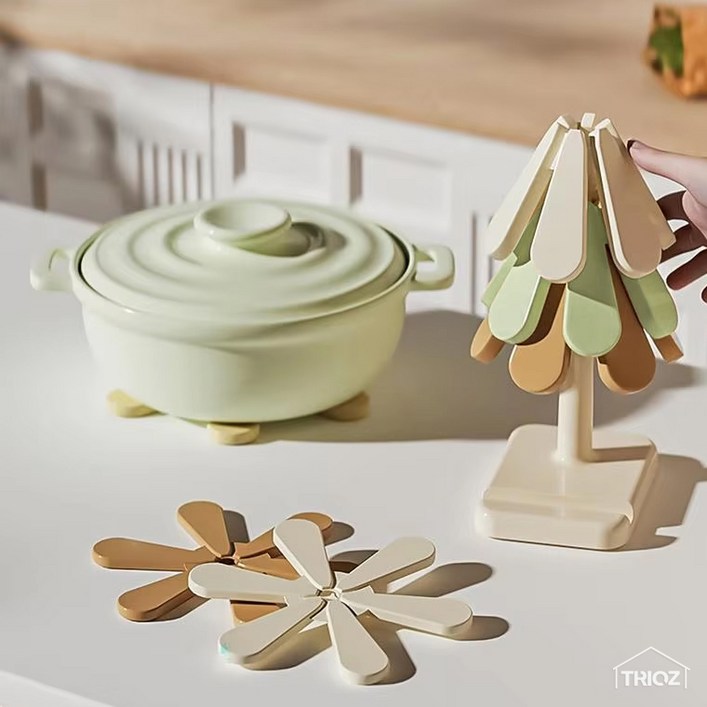 트리오즈 냄비받침 나무모양 접이식 실리콘 트리 냄비 받침대